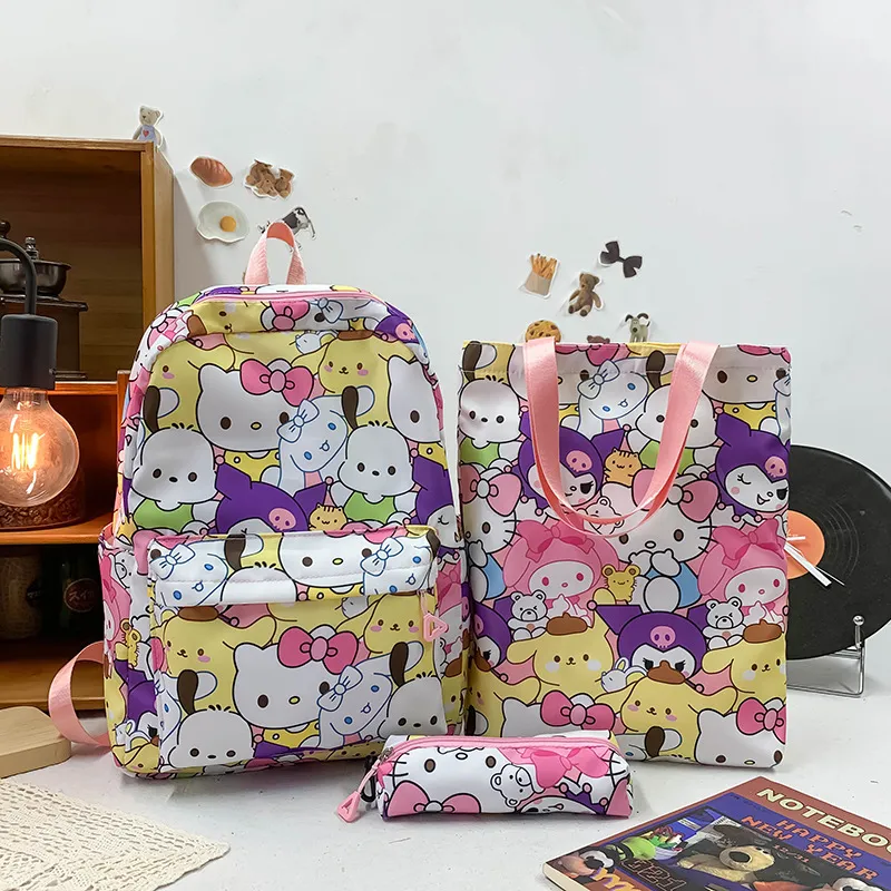 New Cartoon Coolomi Cute Three Piece Student Lightweight School Bag Sanrio Large Capacity Full Print Backpack