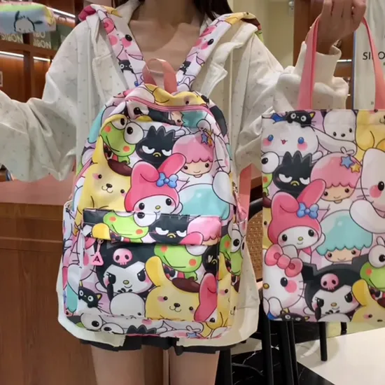 New Cartoon Coolomi Cute Three Piece Student Lightweight School Bag Sanrio Large Capacity Full Print Backpack