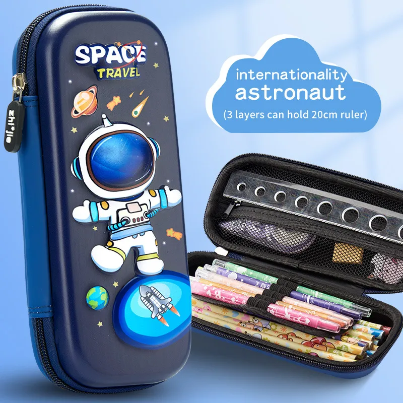 3D Pencil Case Large Capacity Stationery Box Elementary School Cartoon EVA Pencil Case Pouch