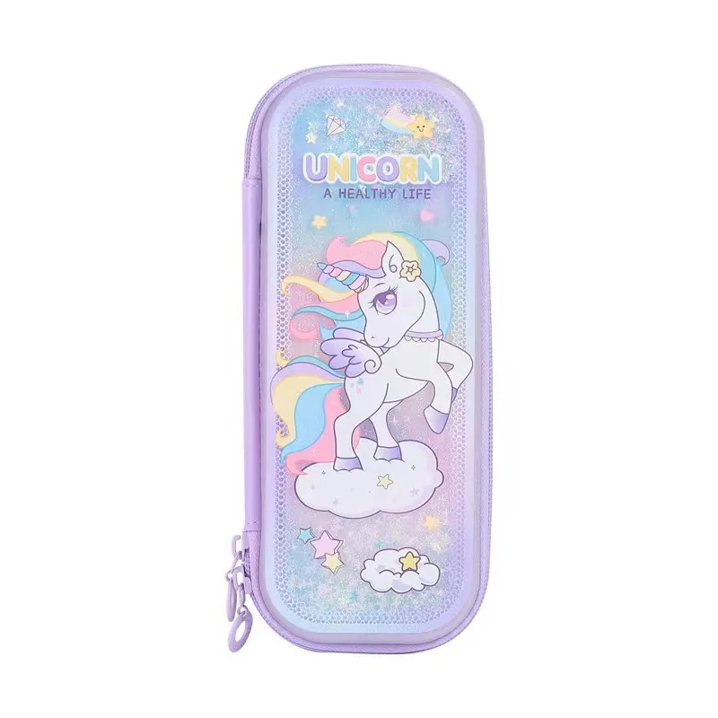 Pen Case Filled with Oil Quicksand Pen Box Cartoon TPU Student Stationery Box Children&prime;s Pencil Case Pouch