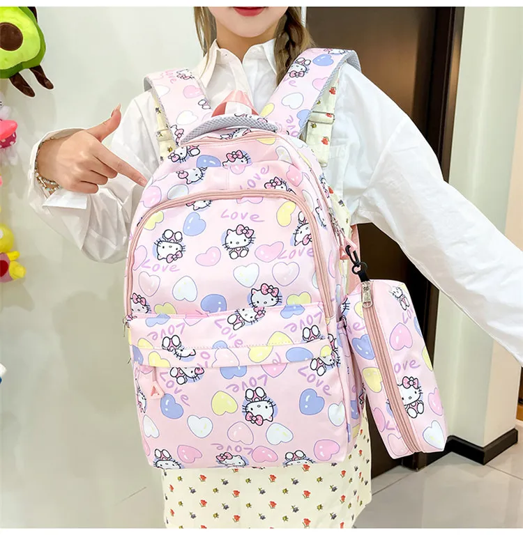 New Cute Cartoon Two-Piece Backpack with Large Capacity Lightweight Backpack