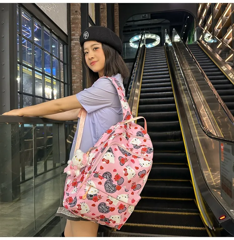 New Backpack Student Cute Cartoon Large Capacity Nylon Lightweight Backpack