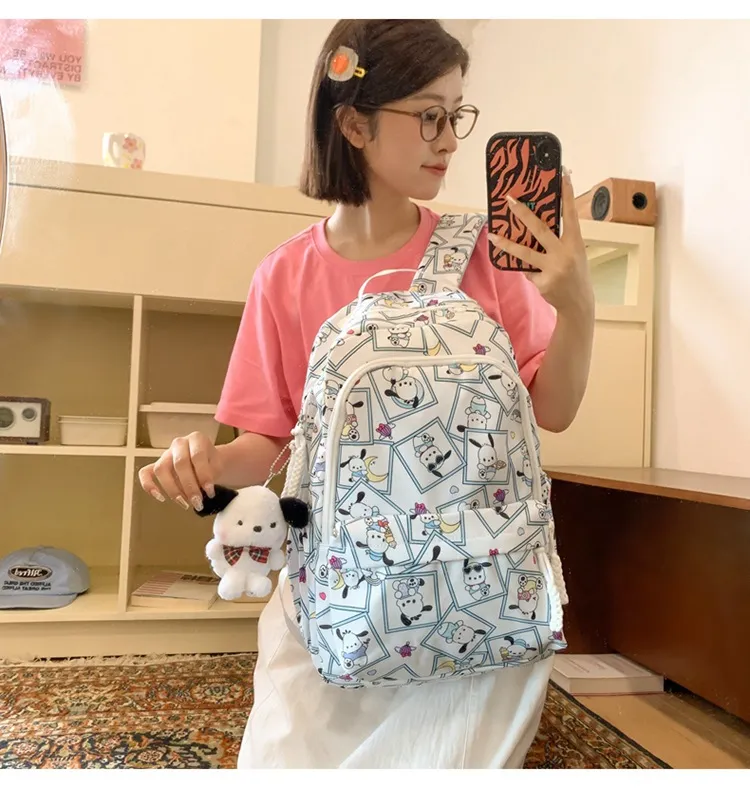 New Student Backpack Cute Large Capacity Handheld Nylon Lightweight Cartoon Backpack