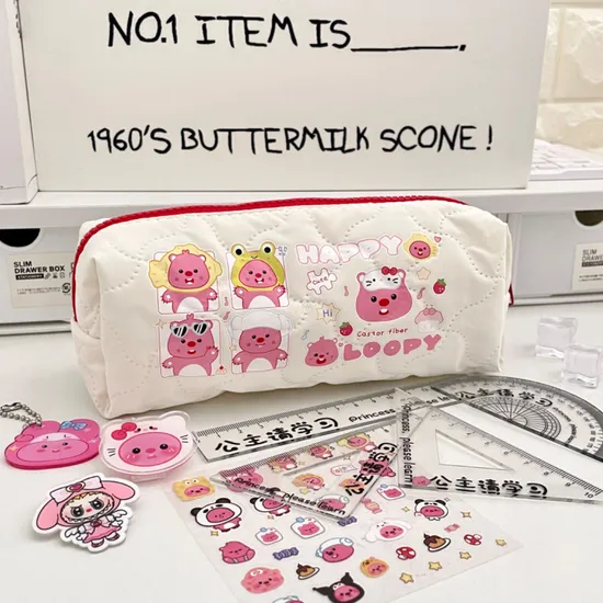 Cute Beaver Milk Bubble Pen Bag Large Capacity Stationery Storage Bag
