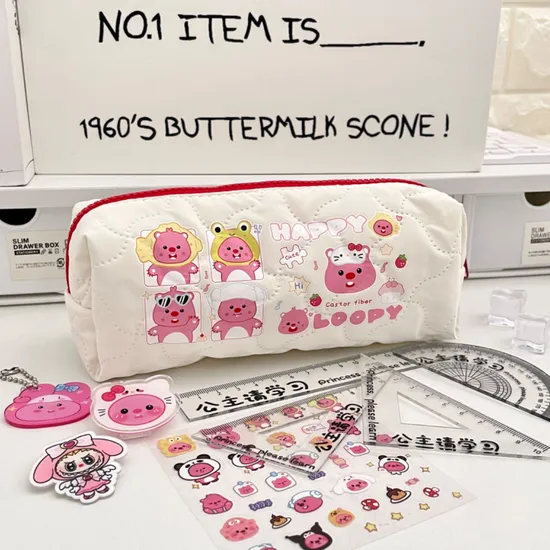 Cute Beaver Milk Bubble Pen Bag Large Capacity Stationery Storage Bag