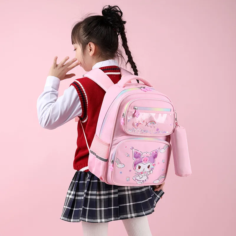 Elementary School Cartoon Fresh Backpack for Stress Relief and Spine Protection Backpack with Multiple Compartments and Large Capacity Backpack