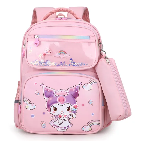 Elementary School Cartoon Fresh Backpack for Stress Relief and Spine Protection Backpack with Multiple Compartments and Large Capacity Backpack
