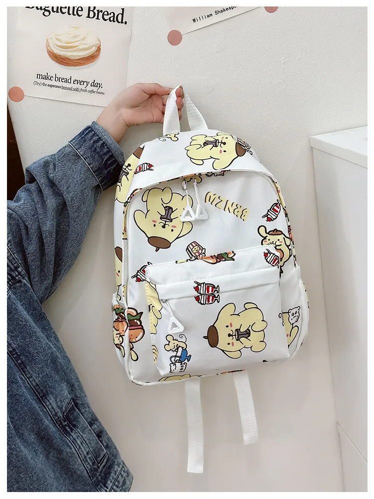 New Children&prime;s Cartoon Cute School Bag Lightweight and Large Capacity Nylon Kindergarten Kuromi Backpack