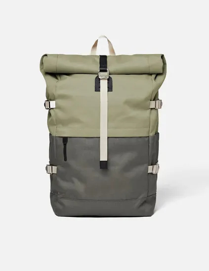 Unisex Vintage Style Rolltop Backpack Custom RPET Polyester Outdoor Sports Pack Business School Bag