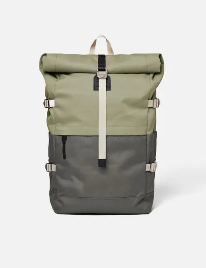 Unisex Vintage Style Rolltop Backpack Custom RPET Polyester Outdoor Sports Pack Business School Bag