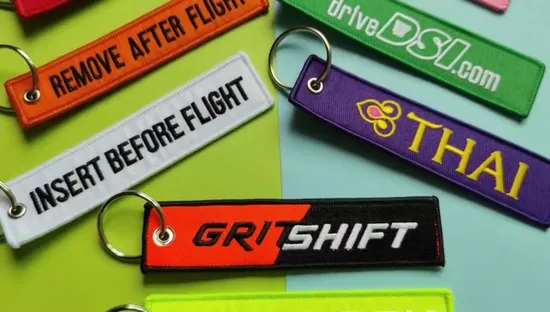Personalized Custom Shape Logo Patch Tag Embroidery Embroidered Key Chain Keychain