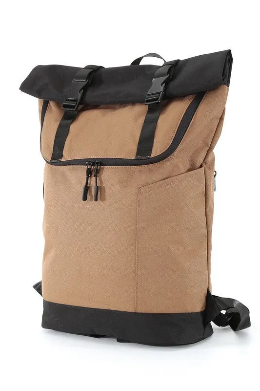 Rolltop Travel Backpack for Men Women Water Resistant Carry on Casual Computer Backpack
