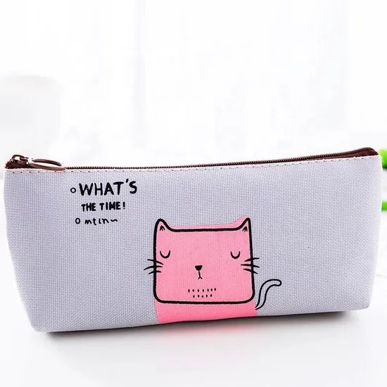 Wholesale School Cartoon Animal Zipper Canvas Pencil Case for Children