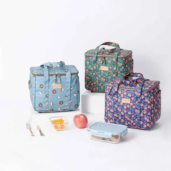 Factory Outlet Portable Cartoon Student Aluminum Film Oxford Cloth Bento Bag with Customized Logo