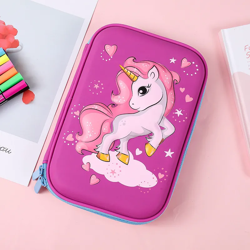 New Large Capacity Pen Bag Cute Cartoon Unicorn Pencil Case with Zipper
