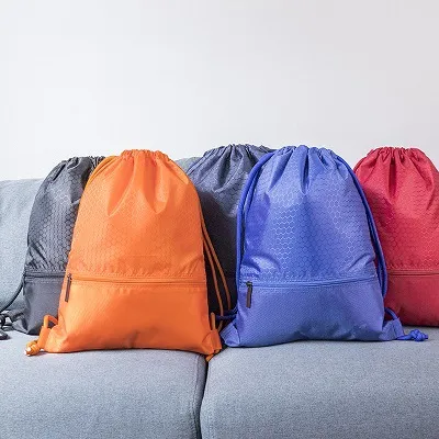 Custom Large Travel Drawstring Backpack Bag Waterproof Sport Polyester Drawstring Backpacks