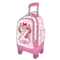 Large Capacity 19′′ 300d Polyester Flamingo Pattern School Wheel Trolley Bag with Pencil Case Lunch Bag 4 Wheel Trolley Backpack