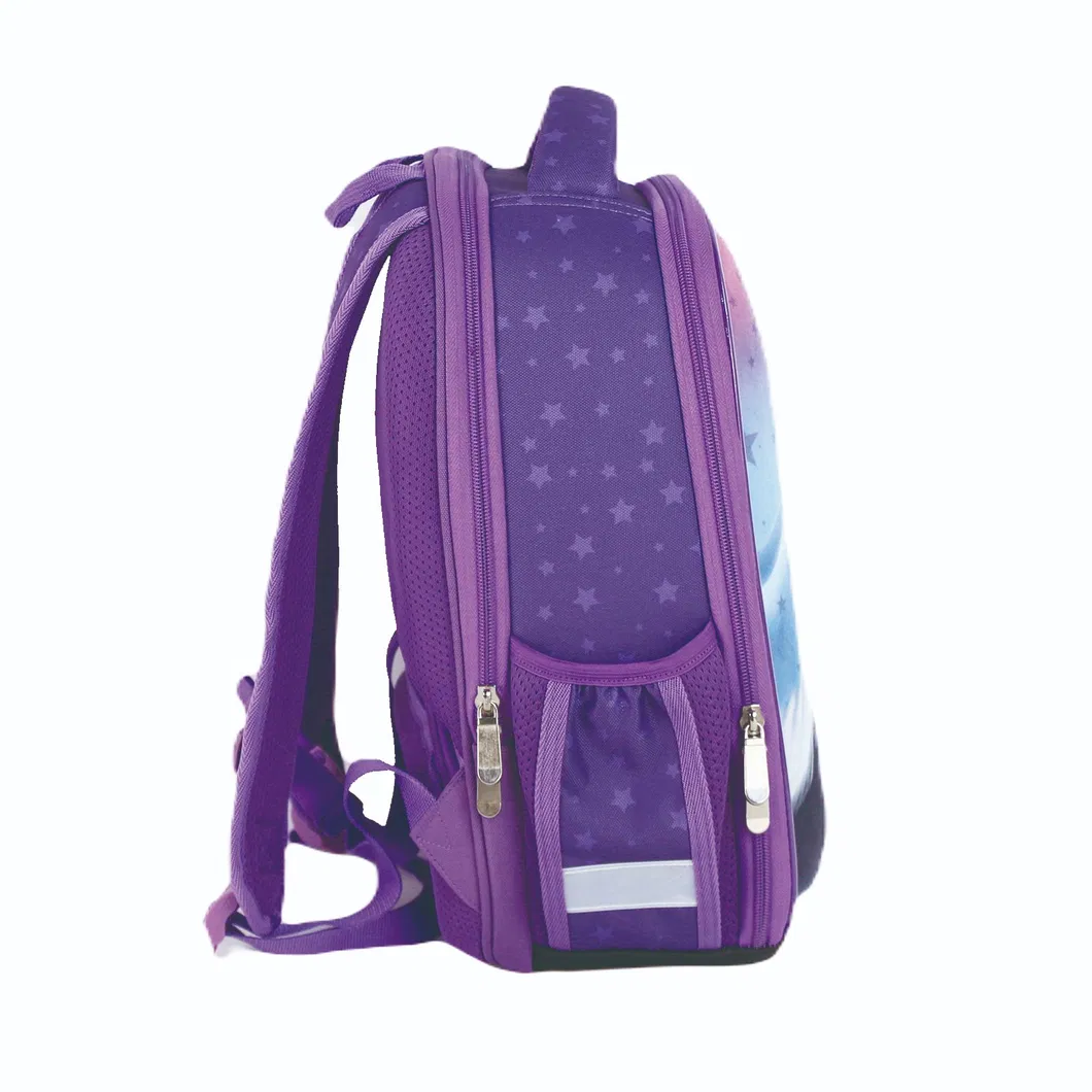 Independently Designed Cute Cat Purple School Backpack 600d High Quality Children School Bags