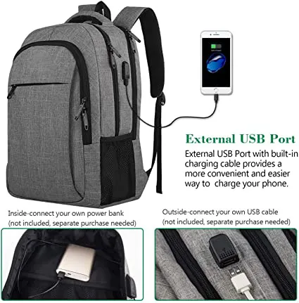 Casual Lightweight Stylish Waterproof College Laptop Bag Large USB Charging Students Boys Shockproof Daypack School Backpack