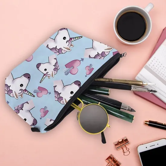 Cartoon Cute Unicorn Kids Pencil Pouch Large Cosmetic Makeup Bag for Girls