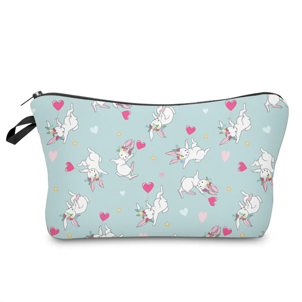 Cartoon Cute Bunny School Pencil Bag Zipper Makeup Cosmetic Pouch Waterproof