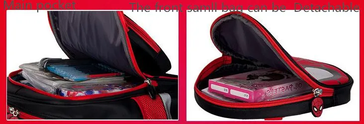 Cartoon Detachable Children Trolley School Bag with Three Wheel Spiderman Trolley Backpack