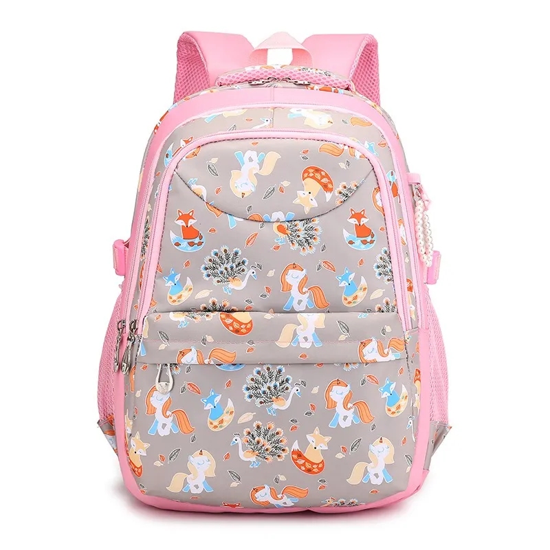 Simggle Backpack Primary Secondary Students Waterproof School Bag Cute Cartoon Printed Backpacks for Girls