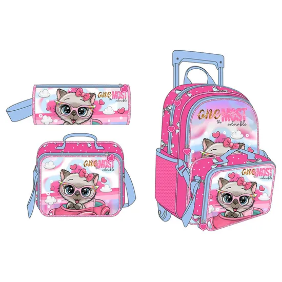 Wholesale Children Trolley Backpack School Bag Girl School Trolley Backpack Set