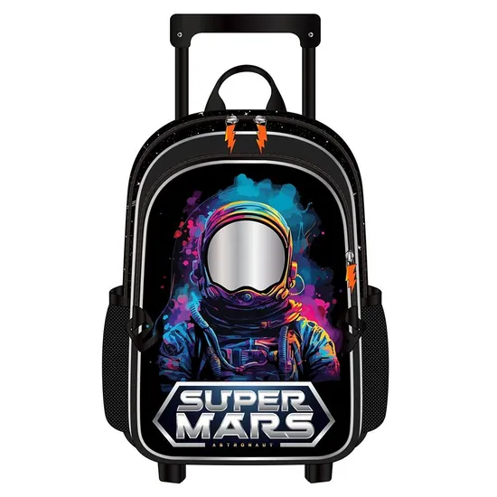 3 Piece Set School Backpack 600d PVC Boy′s Astronaut Cartoon Trolley School Bag Set