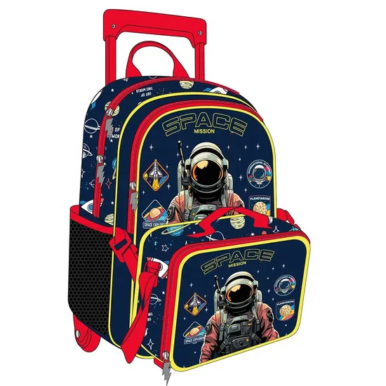 3 in 1 Children Custom Student Backpack Set Wheel Trolley School Bag with Lunch Bag