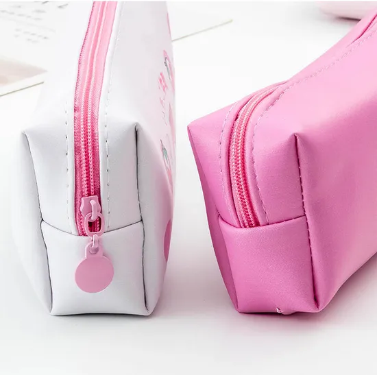 Cute Large Capacity Waterproof PU Leather Pencil Pouch Case Stationery Organizer Storage Bag Cosmetic Zipper for Girls Boys