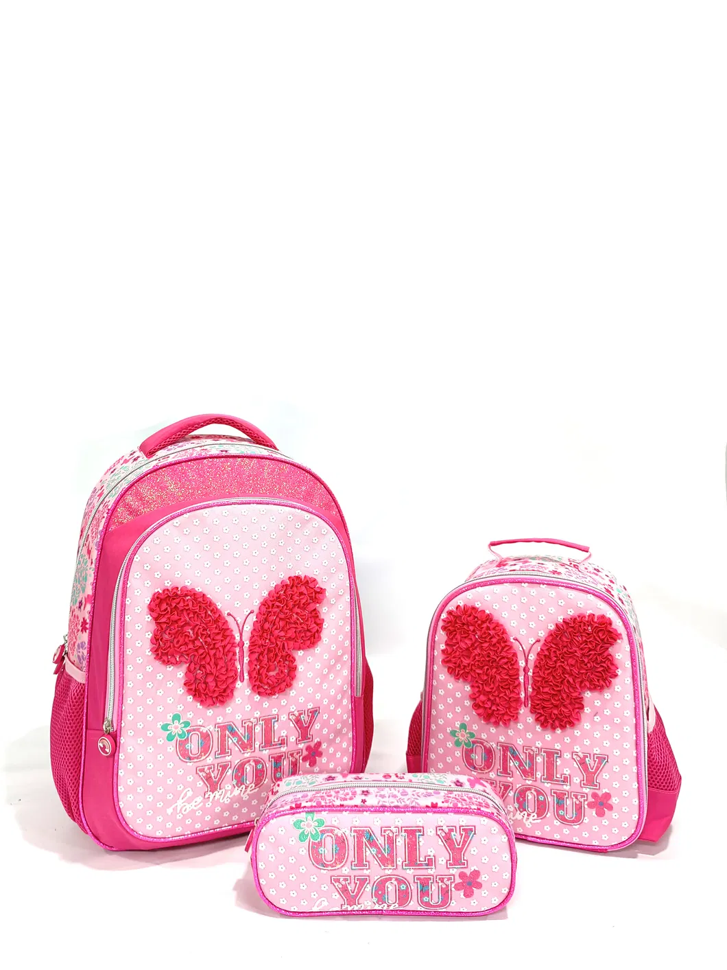 Custom Cartoon Unicorn Girls Kids School Bag Set with Lunch Box and Water Bottle