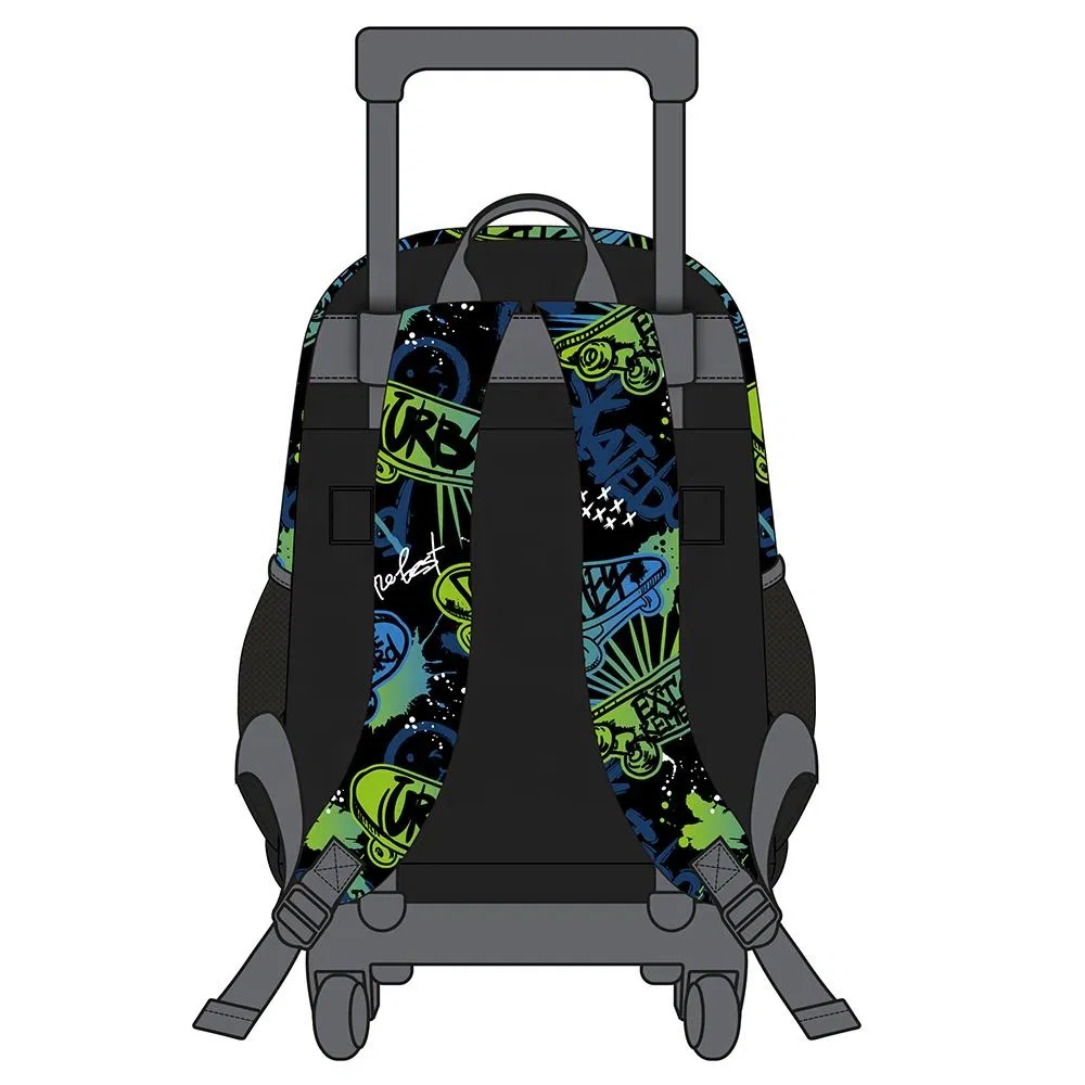 New Fashion Children Backpack Set Adjustable School Bags with Trolley Wheeled Top Quality Skater Boy Trolley School Bag