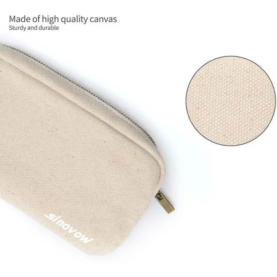 Solid White Canvas Stationery Organizer Pouch Multipurpose Pen Makeup Bag