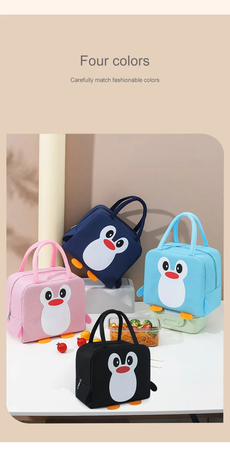 Fashionable Cute Cartoon School Kids Insulated Fitness Lunch Picnic Bag Custom Outdoor Reusable Breastmilk Lunch Cooler Bag Food