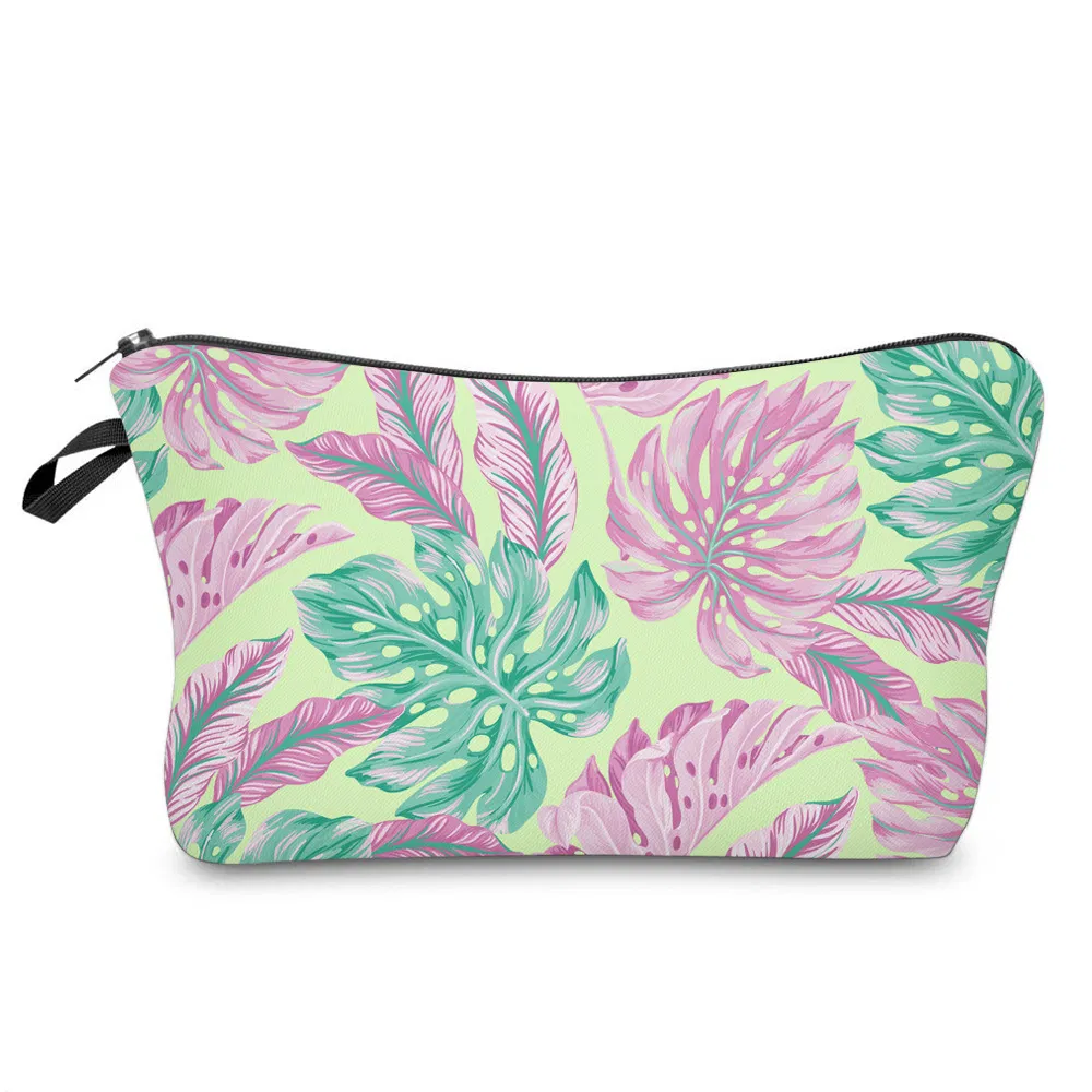 Fashion Retro Leaf Design Girls Pencil Pouch Travel Cosmetic Makeup Bag Custom