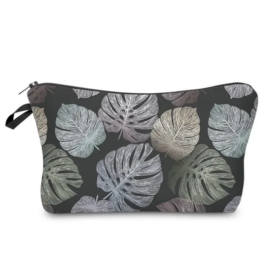 Fashion Retro Leaf Design Girls Pencil Pouch Travel Cosmetic Makeup Bag Custom