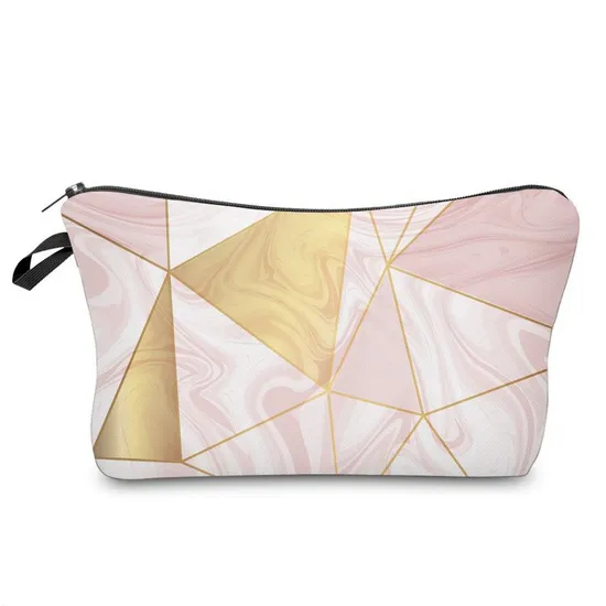 Fashion Custom Marble Zipper Cosmetic Pouch Large Capacity Leather Pencil Bag
