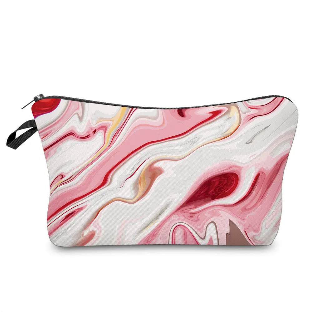 Fashion Custom Marble Zipper Cosmetic Pouch Large Capacity Leather Pencil Bag