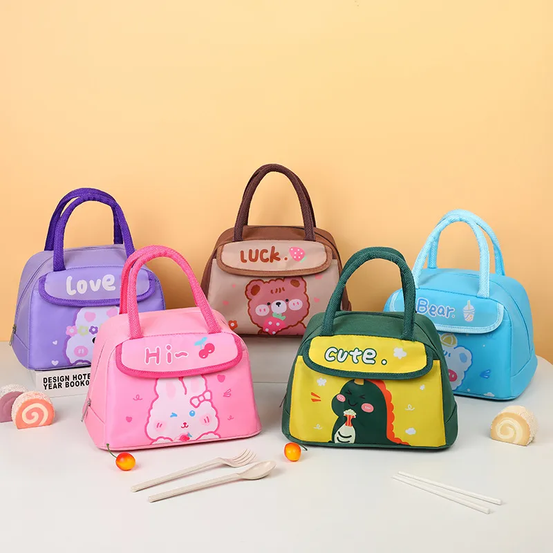 New Cute Cartoon Animal Insulation Bag Large Capacity Portable Kids Lunch Cooler Bag Students Thermal Bento Meals Food Bag