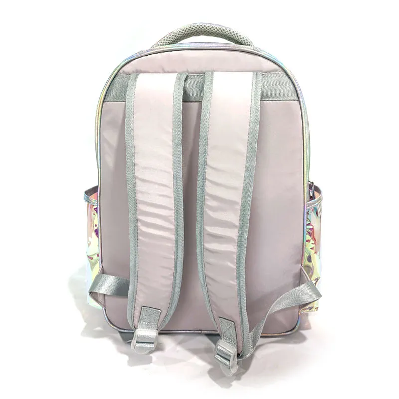 Custom Fashion Large Capacity Holographic Laser PU Girls School Bags Kids School Backpack