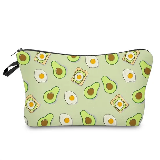 Large Capacity Cartoon Cute Avocado Pencil Pouch Make up Cosmetic Bag for Girls