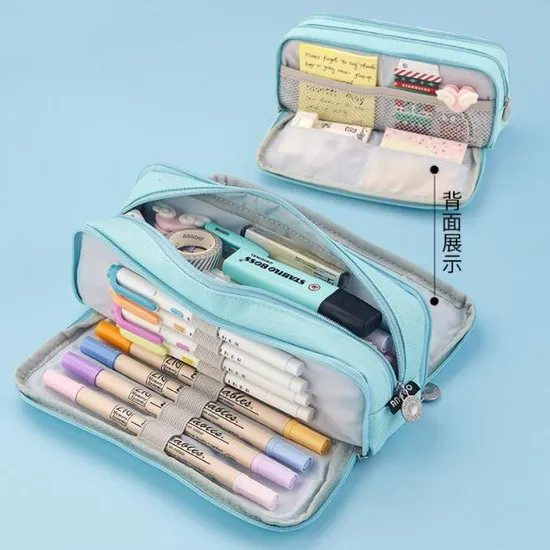 Large Capacity Pencil Pen Case Big Capacity Storage Bag Pouch Box Stationery Organizer with Zippers for Office and School