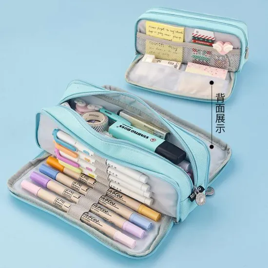 Large Capacity Pencil Pen Case Big Capacity Storage Bag Pouch Box Stationery Organizer with Zippers for Office and School