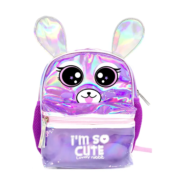 Laser PU Material Large-Capacity Animal Cartoon School Bag Custom Printing Animal Backpack for Kids