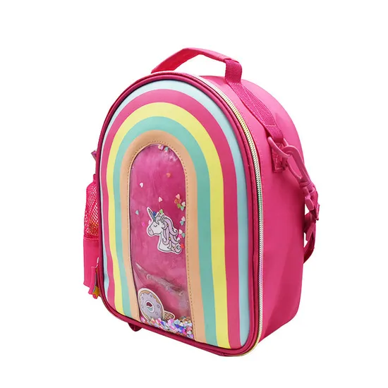 Rainbow Unicorn Pink Girls Kids Lunch Box Bag, Lunch Bag Cooler Kids/School Lunch Bags, Insulated Lunch Bag Thermal