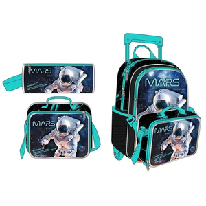 Good Price Kids Trolley Backpack 3 Pieces Set with Wheel Trolley School Bag
