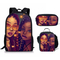 Girls Backpack for School Black Art African Girls Design Bagpack Children 3PCS/Set Schoolbag Bookbag