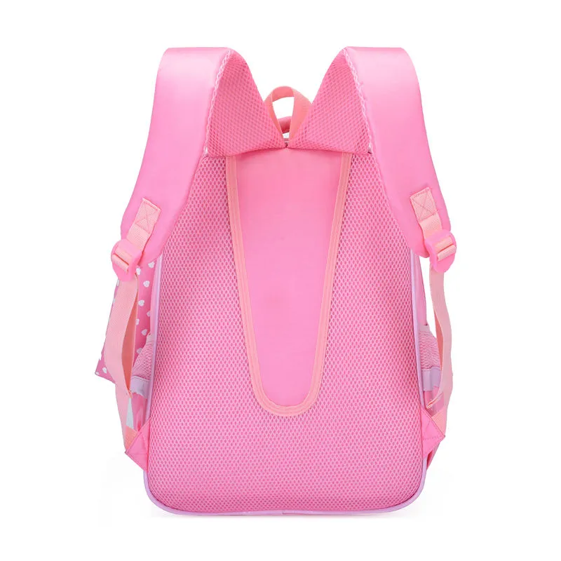 Fashion 3PCS Cute Pink Printing Polyester Backpack School Child Bag Set for Girl