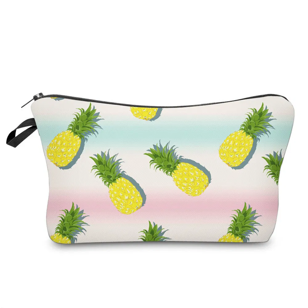 Wholesale Custom Pineapple Print Pencil Pouch Lady Cosmetic Bag with Logo